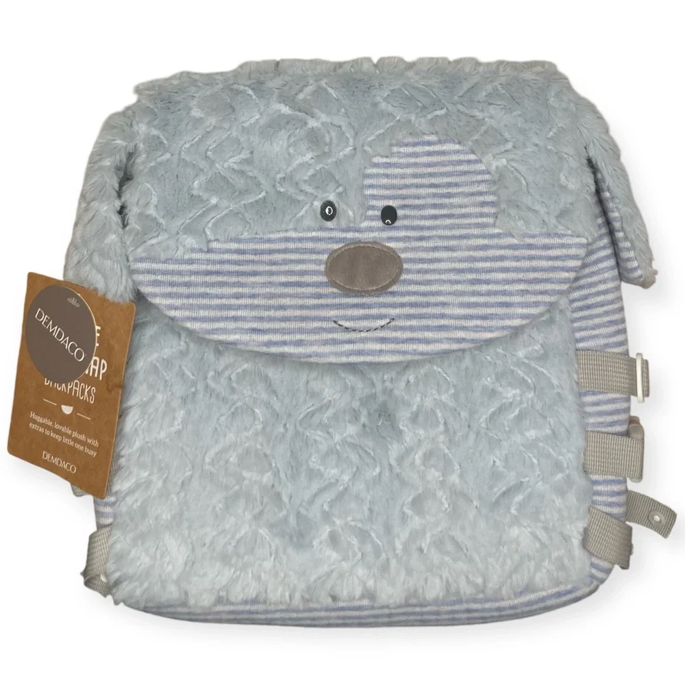 Demdaco “Pippin the Puppy” Buckle and Snap Backpack Tactile Plush Dog Bag Kids